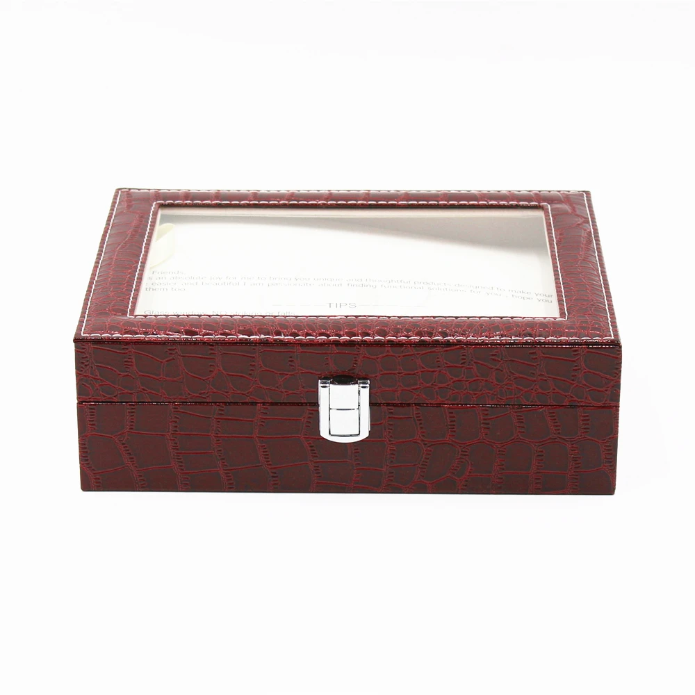Продуманная коробка для часов с 10 отделениями мужчин и женщин свадьбы крокодиловой искусственной кожей подарочная упаковка в