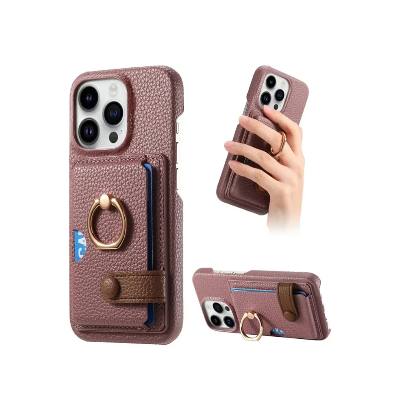 Ring Kickstand Supporting PU Leather Phone Case Purse Wallet For Iphone 15 14 13 12 11 XS XS MAX XR Cellphones Holder