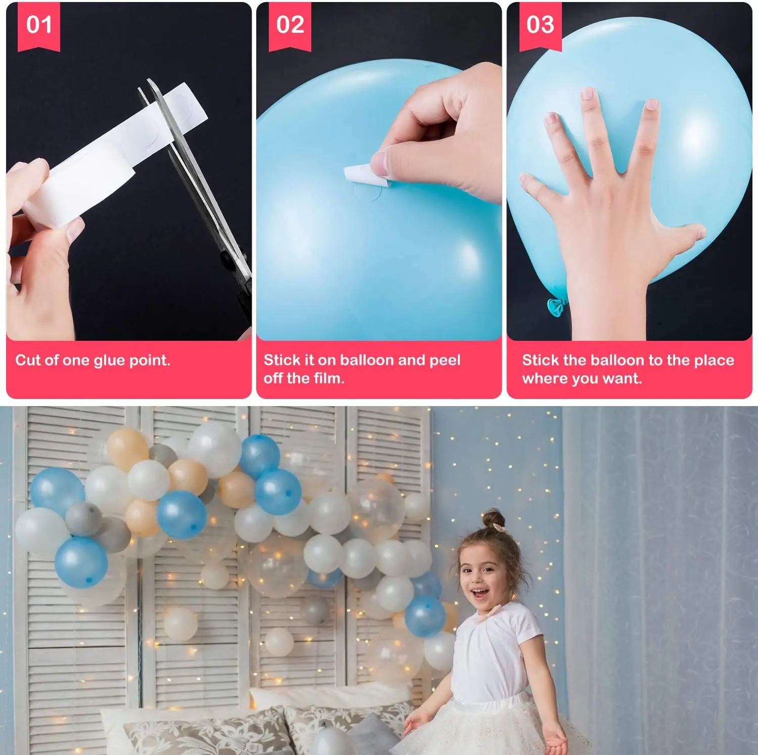 Balloon Accessories, Balloon Arch Kit Adhesive Balloon Ties Tools, Balloon Garland For Birthday Wedding Party Decoration