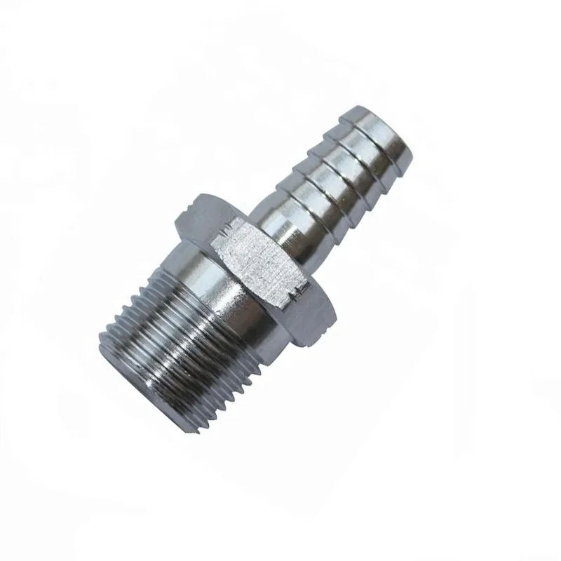 Stainless Steel 304 303 316 Hydraulic Straight Union Beverage Pipe To Tube Adapter Fittings NPT Connector Male Adapter