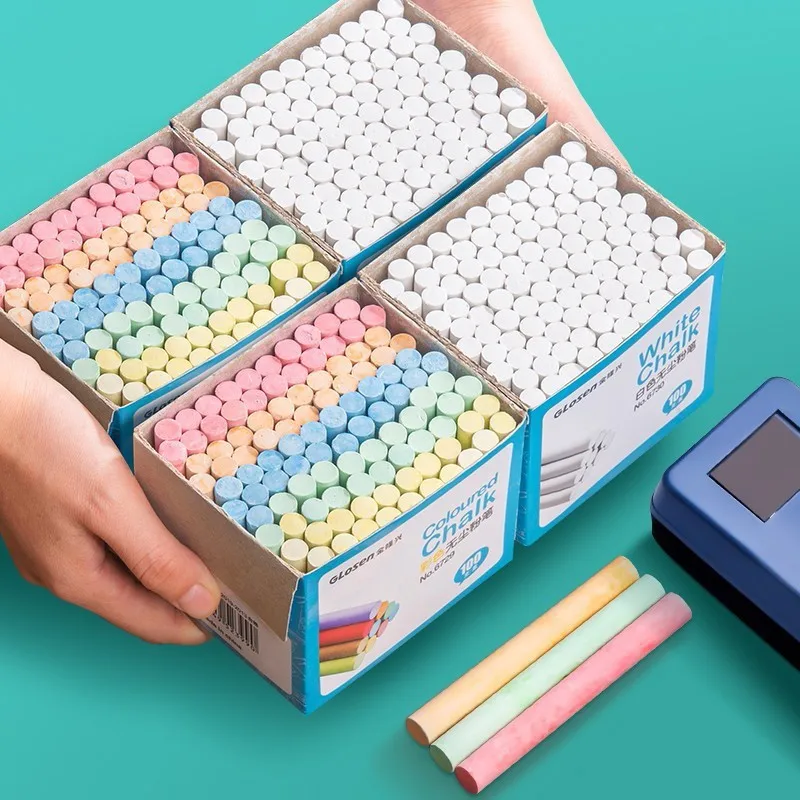 100PCS Packing School Blackboard Colorful Clean School Dustless Chalk
