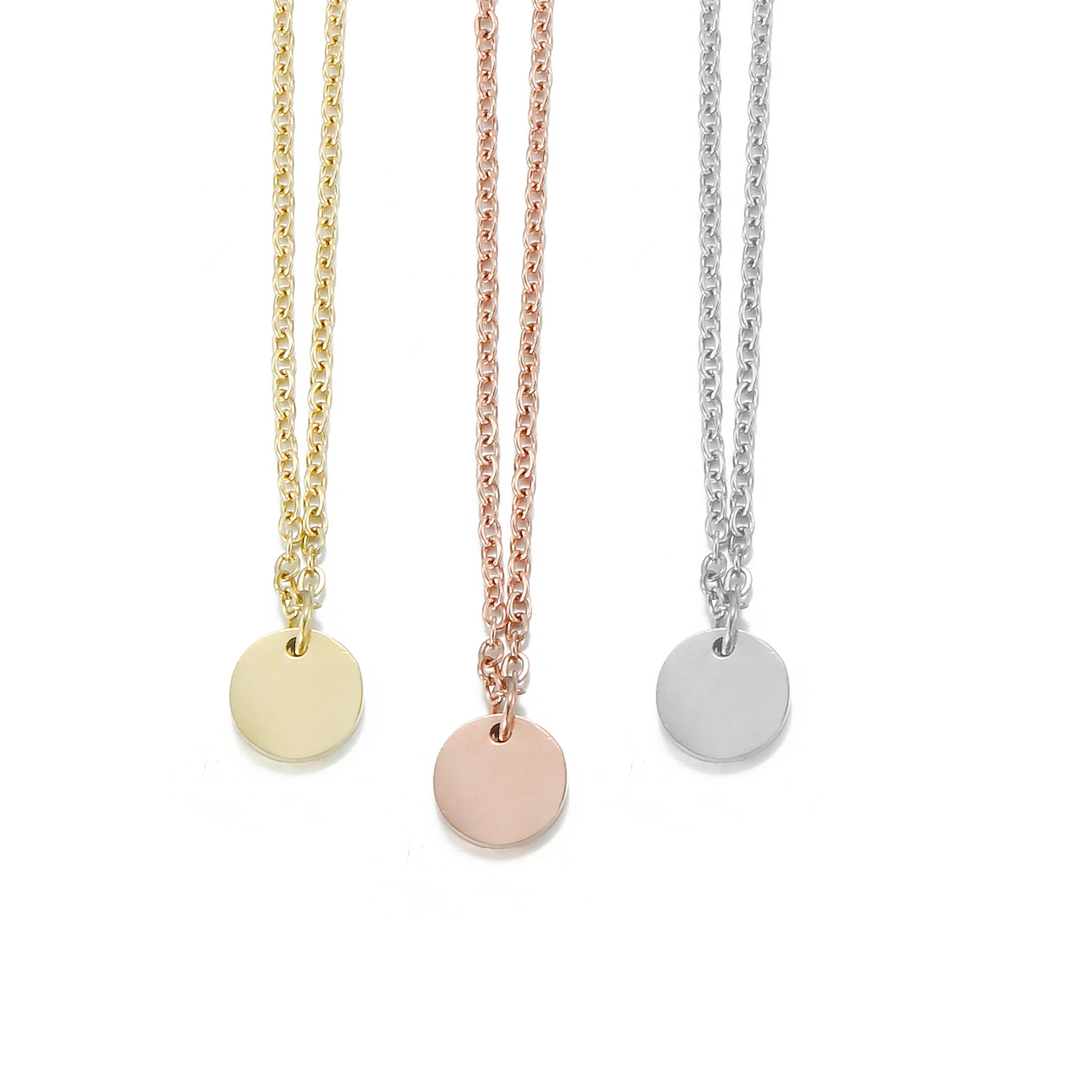 
14k 18k Gold Wholesale Handmade Costume Designer Jewelry Famous Brands Minimalist Custom Logo Coin Disc Round Pendant Necklace 