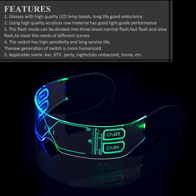 Pretty Custom Logo Light Up Toys Fashion Cool Flashing Led Glasses Party Favors Luminous Party Glasses Led Party Glasses for Kid