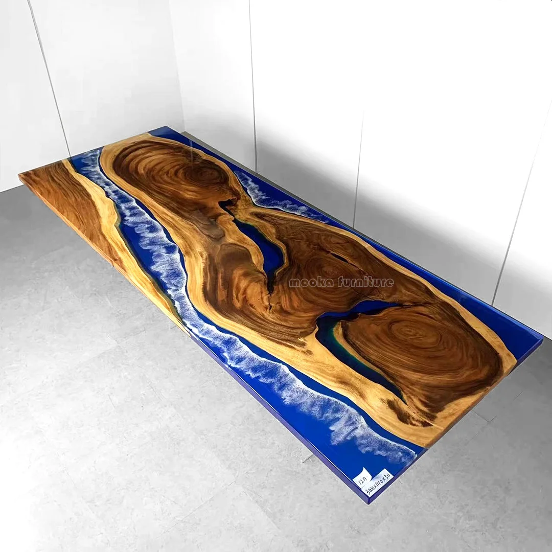 Factory direct supply the lowest price for live edge wood slab river dining table unique epoxy resin table