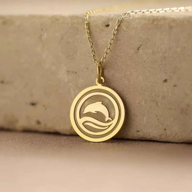 Engraving Jewelry Custom Necklace Dainty Jewelry Wholesale Stainless Steel Necklaces Wholesale Dolphin Pendant