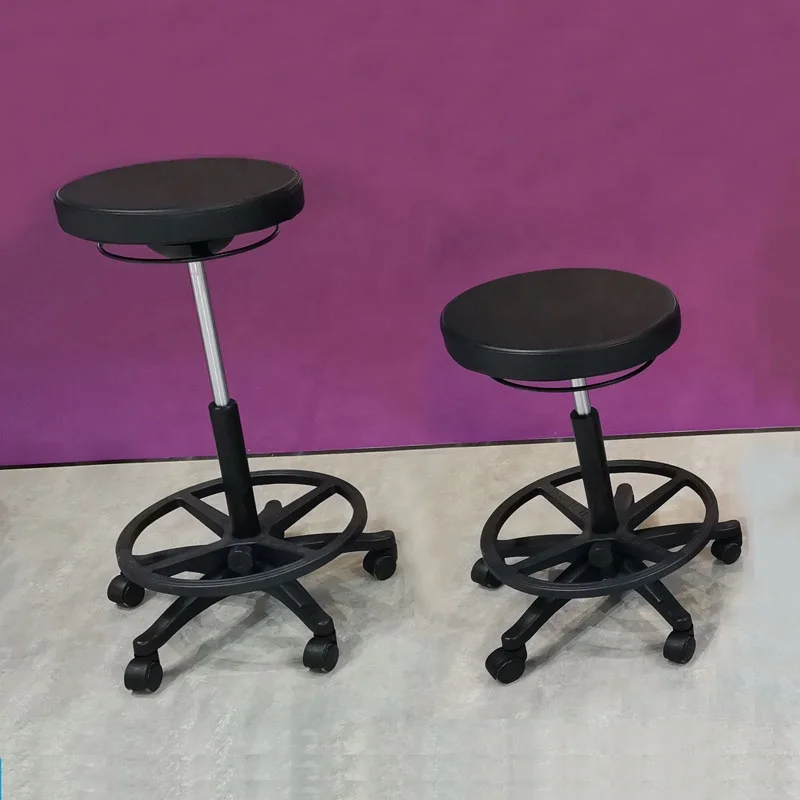 Medical Office Ergonomic Stool Customized Height Adjustable Hydraulic Round PU Leather Stool with Wheels