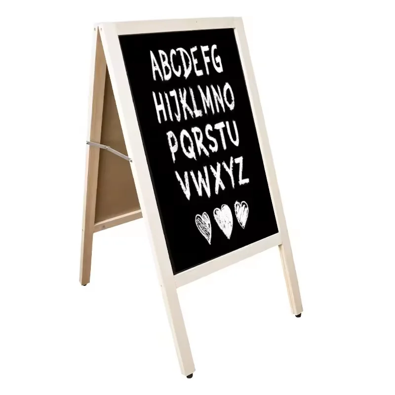 Custom Size Menu Board Double Sided A-frame Chalkboard Freestanding Blue Black Red White Wooden Blackboard with Custom logo