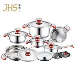 Panelas Ollas Des marmites de Batterie de cuisine en acier inoxydable marmites cuisine Ollas 16pcs stainless steel cookware set