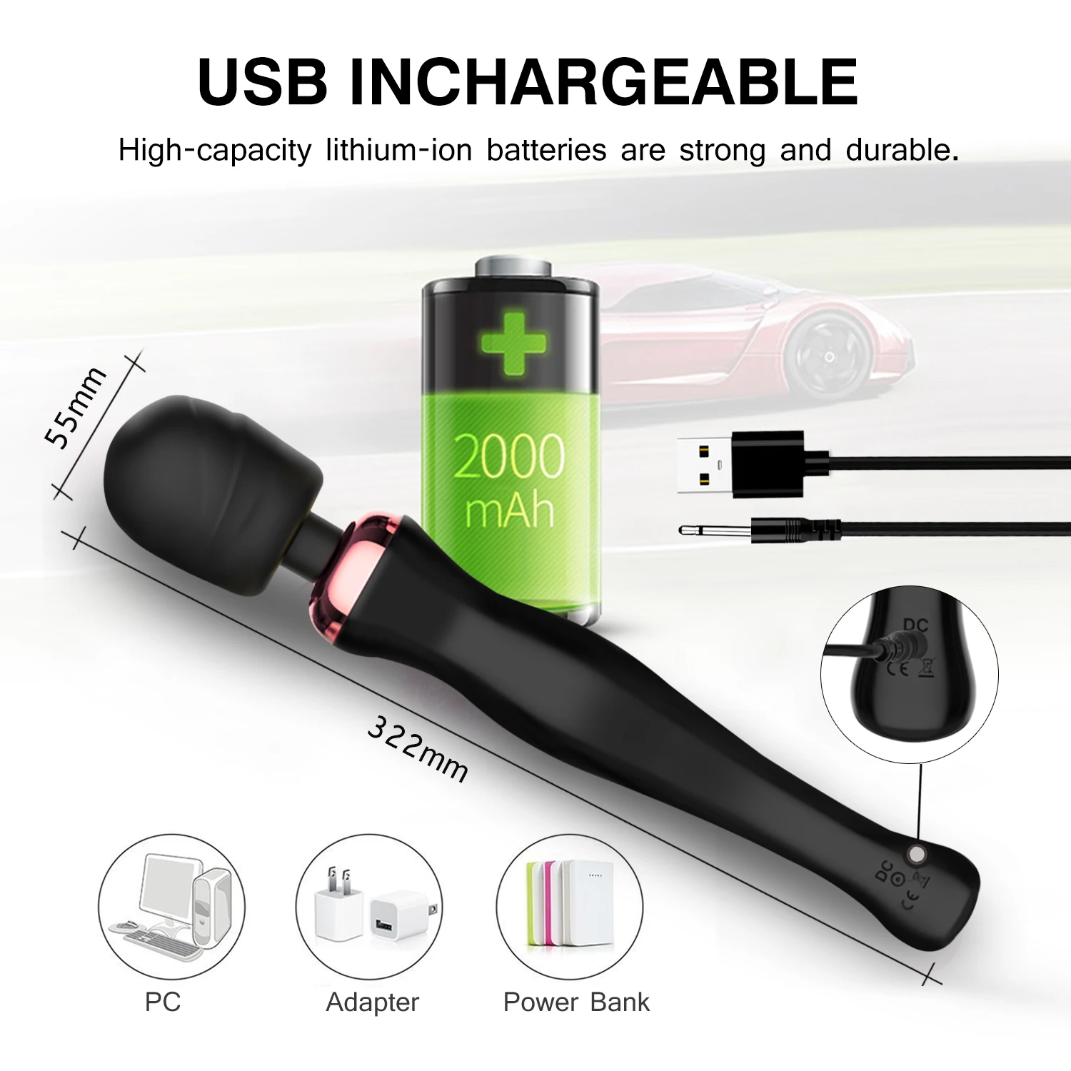 8 Speeds 20 Modes Usb Rechargeable Sex Masaj Japon Handheld Cordless Waterproof Portable Powerful Massager Vibrator