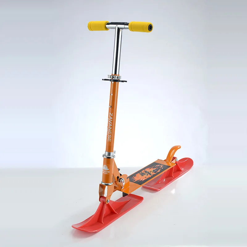 Factory Wholesale 2-in-1 Ski All Iron Two Wheels Folding Scooter High Quality Kids Dual Use Scooter