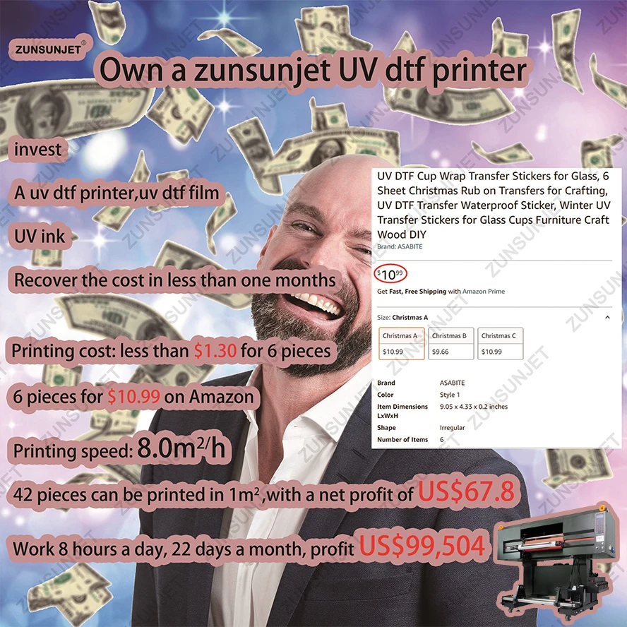 New Digital A1 24 Inch 60cM 3 Heads I3200 Roll to Uvdtf Uv Dtf Printer With Laminator