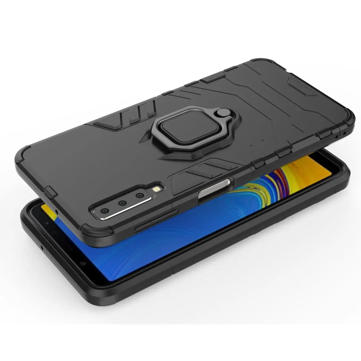 Shock Resistant 360 Metal Kickstand Magnetic Hybrid Armor Ring Holder Smartphone Back Cover Case For Samsung A50 Magnet