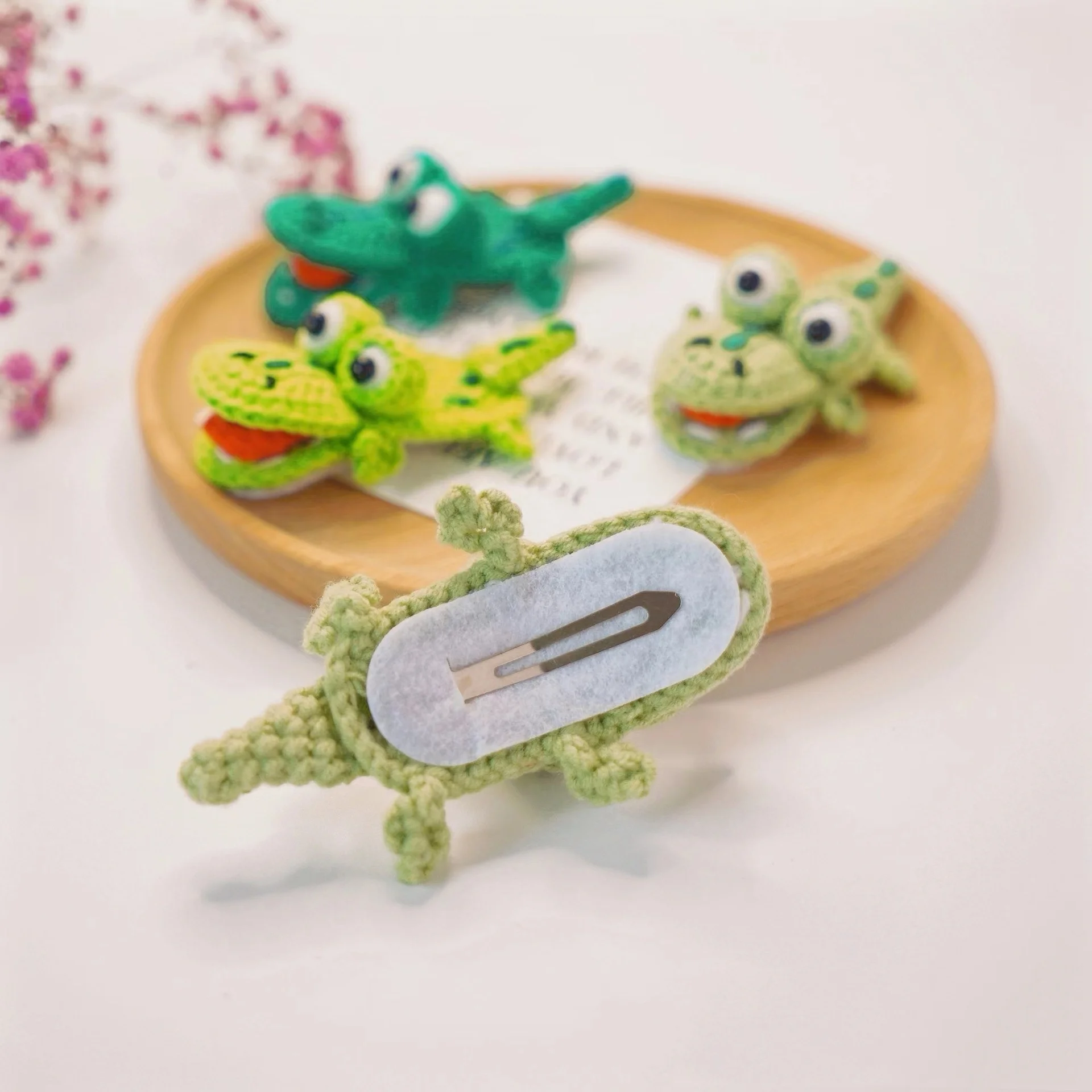 Colorful Wool Crochet Cartoon Crocodile Hair Clips Cute Baby Girls Kids Hair Accessories Headwear Knit Hairpins for Girls