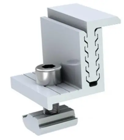 Aluminum Framed Panel Clamps PV Mounting Kits Solar Panel Module Mid Clamp with Bolt and Nut