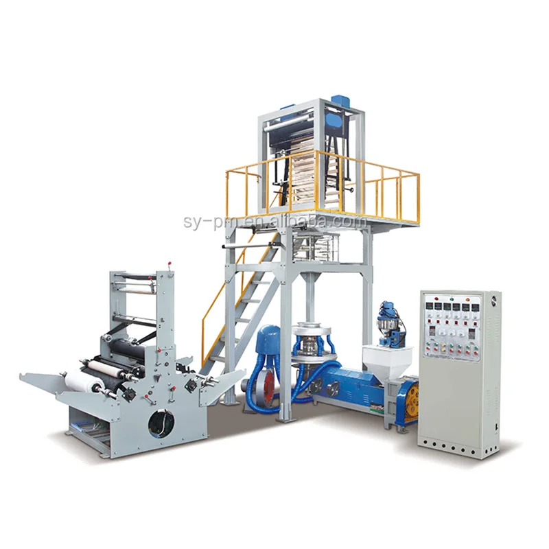 HAS VIDEO SJ-65 popular designed rotary die head HDPE LDPE plastic Film blown extrusion machine set with automatic winding unit