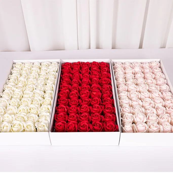 Factory direct sales three layer thickened rose soap flower simulation flower head DIY handmade florist material gift box