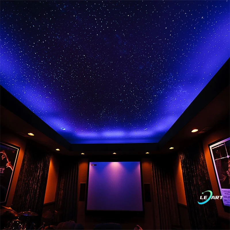 fireproof decorative Fiber Optic pvc Stretch Ceiling film for 3d mobile home Theater Ceiling wall Panels