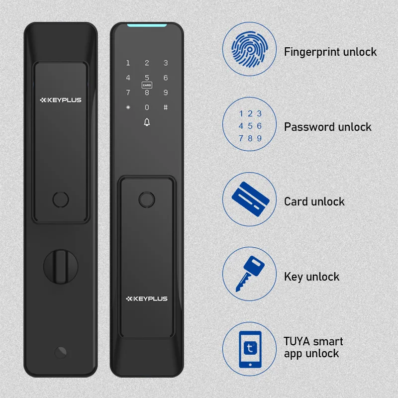 Keyplus KX2 Wifi TUYA APP Anti-Copy Card Fingerprint Smart Door Lock