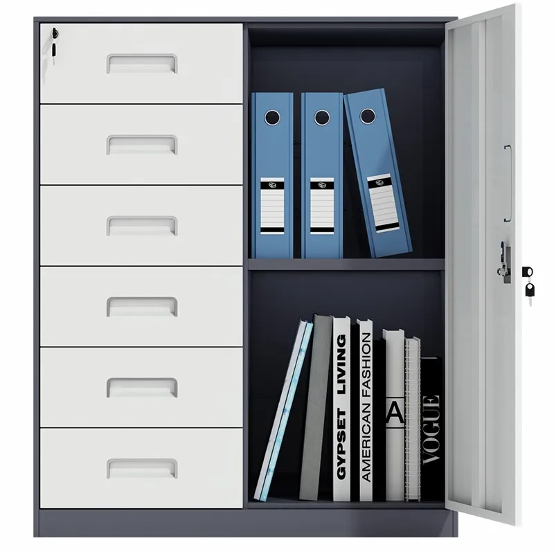 Factory sales low price swing door steel 6 drawers metal storage file cabinet with white black gray color