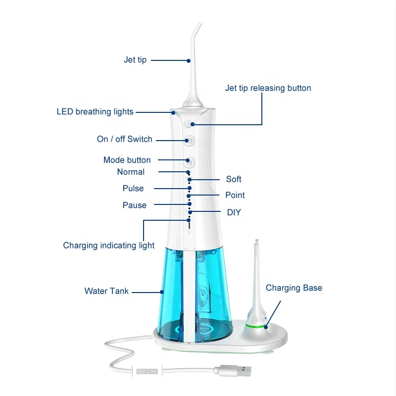 Waterflosser OEM/ODM Factory Oral Water Pick Flosser Electrical Water Flosser with Teeth Cleaning Flossing Irrigator Micro USB