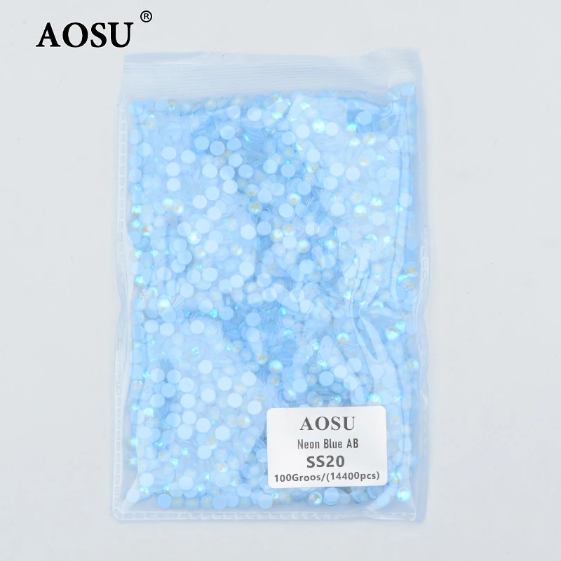 AOSU Bulk Package SS6-SS30 Luminous Rose Flatback Strass Glow In Dark Crystal Stones Glass Rhinestone For DIY Crafts