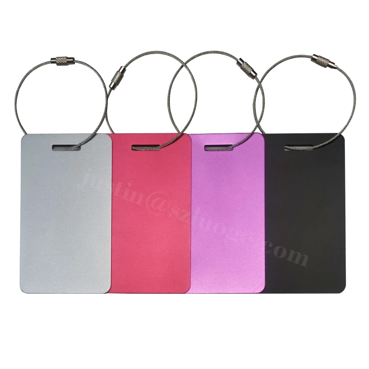 Custom Personalized Black Matte Anodized Aluminum Luggage Tag Laser Cut Blank Metal Tag for Travel Bag Parts & Accessories
