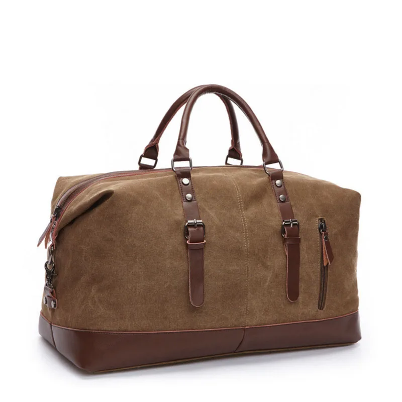 2022 luxury handbag retro women shoulder bag men duffle weekender overnight vintage canvas tote foldable travel bag with leather