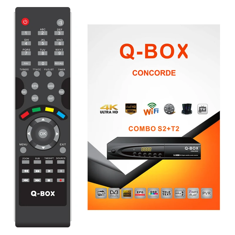 Q-BOX CONCORDE New sat star receiver decoder tv dvb-t2 streaming decoder Receiver and Recoroder COMBO T2 S2