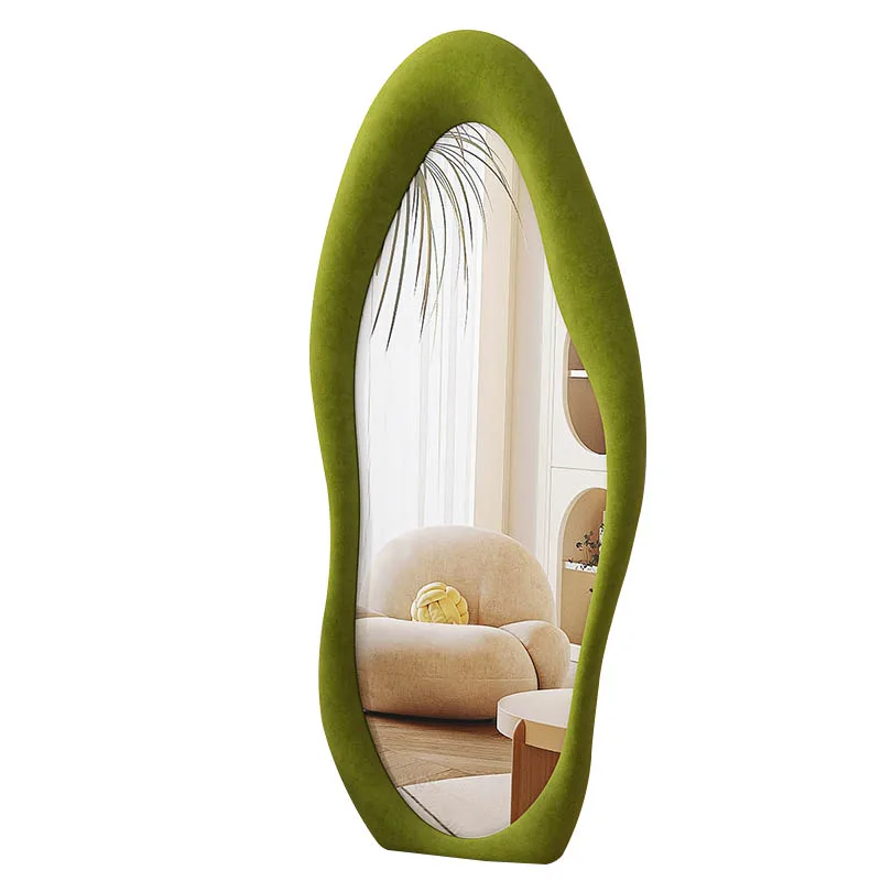 Custom home decor wall decor New design modern irregular wavy flannel mirror full length long dressing stand floor mirror miroir