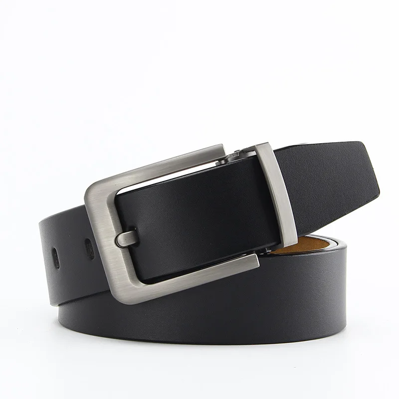 Factory Direct Sale Business Pure Real Full Grain Leather Belts Zinc Alloy Pin Buckle Cowhide Leather Genuine Leather Belt