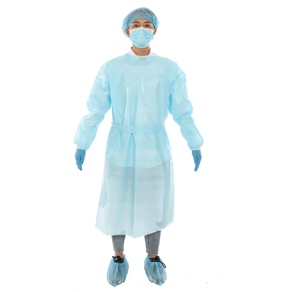 3A Medical Manufacturer Blue Yellow Non-woven Knitted Cuff Waterproof AAMI Level 2 Disposable Surgical Isolation Gowns