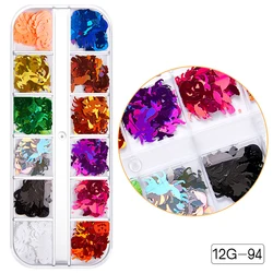 3D Halloween Nail Art Glitter Sequins Flakes Gold Black Bat Skull Spider Pumpkin DIY Nail Art Decor Design Sequins For Women