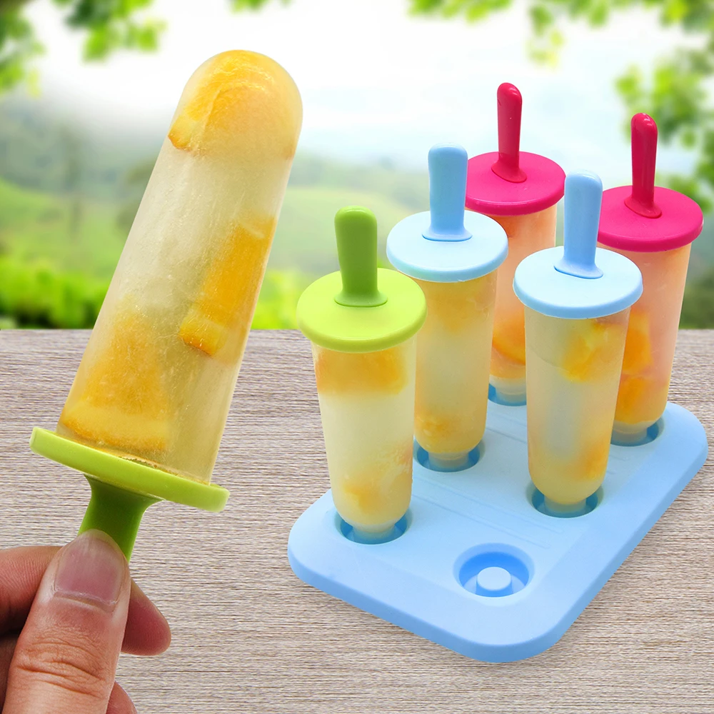 Set of 6 Plastic Popsicle Molds Ice Popsicle Molds Ice Maker Kid ice cream tray holder lolly pops