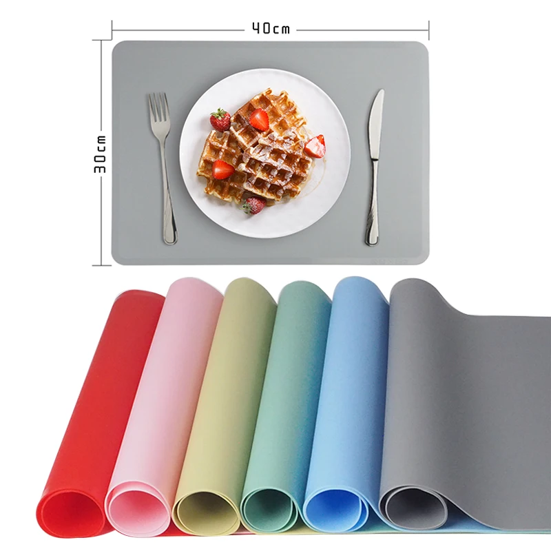 Custom Reusable Child Kids Dinner Placemat Desk Countertop Kitchen Pastry Rolling Dough Pad Tool Reusable Silicone Table Mat