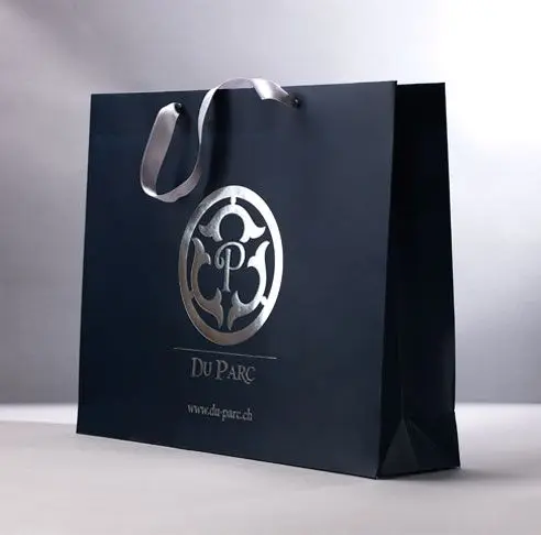 Luxury Golden Foil Printing Logo Shopping gift paper bag For Clothes/ Shoes/Jewelry Packaging