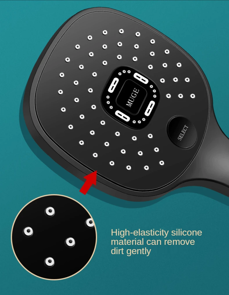 Shower Head Rainfall Bathroom 3 Modes ABS Round Chrome Water-Saving Nozzle G1/2 Bath Faucet Wall Mounted Adjustable Black Shower