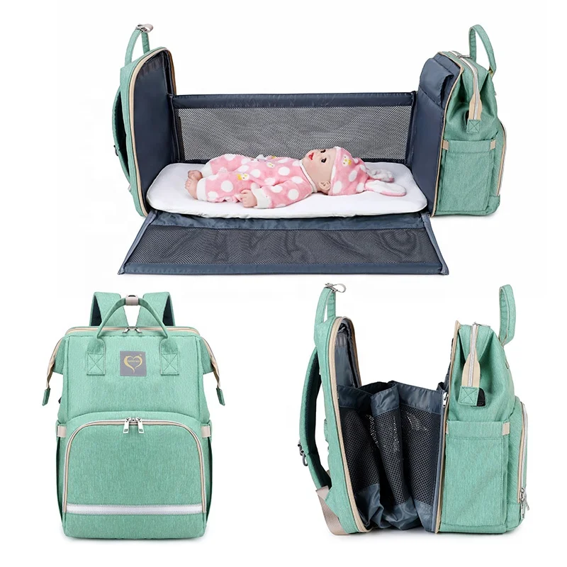 
2021 New Diaper Bags with Crib The Fourth Generation Maternity Backpack with Changing Station including Matress Baby Essential 