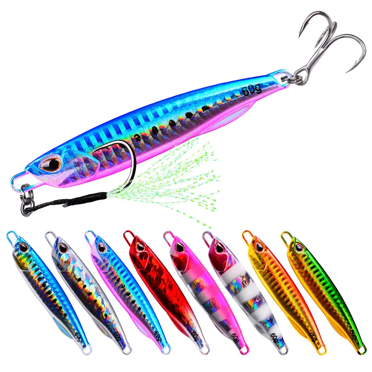 10 15 20 30 40 50 60g Lead Long Shot Metal Sinking Slow Jigging Fishing Lures with Hooks