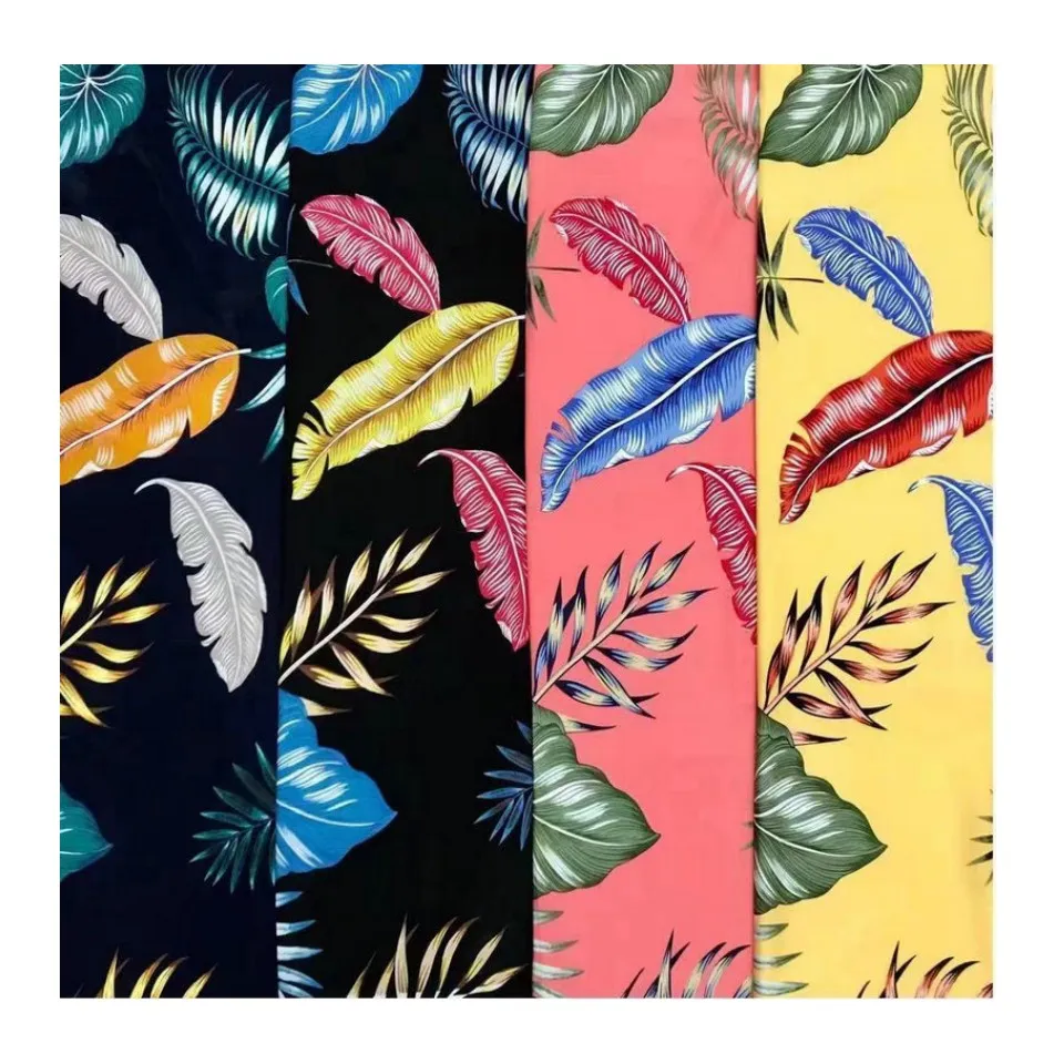 Rayon Floral Printed  100% Viscose Fabric Woven Plain Spun Rayon Challis Fabric Fruit Floral Printed 100rayon Viscose Fabric
