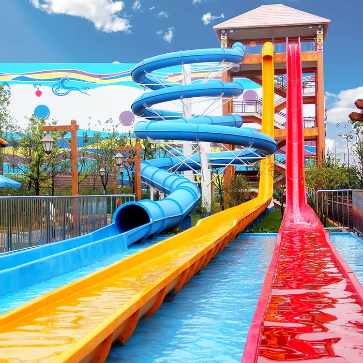 Great Fun Theme Park High Speed Water Slides Fiberglass Water Park Slides Factory In China For Sale