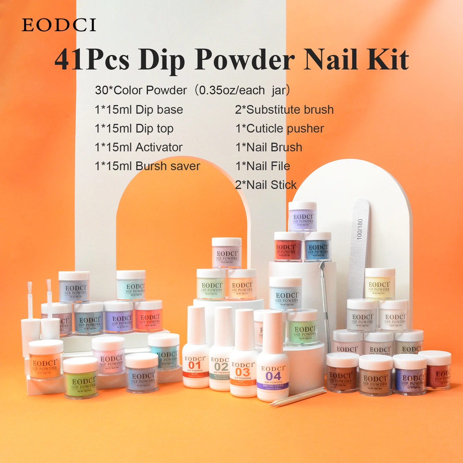 41Pcs Dip Powder Nail Kit Starter Set Nude Pink Dipping Powder System Liquid Set With Base & Top Coat