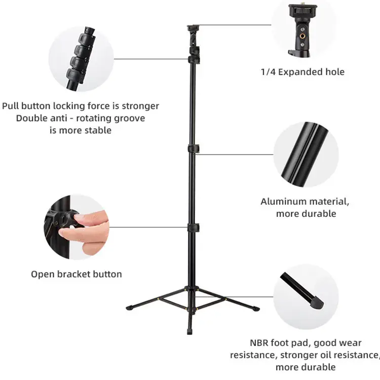 Fotopro Lightweight Aluminum Smartphone Desktop 2 In 1 Vlog Stand Tripod Selfie Stick