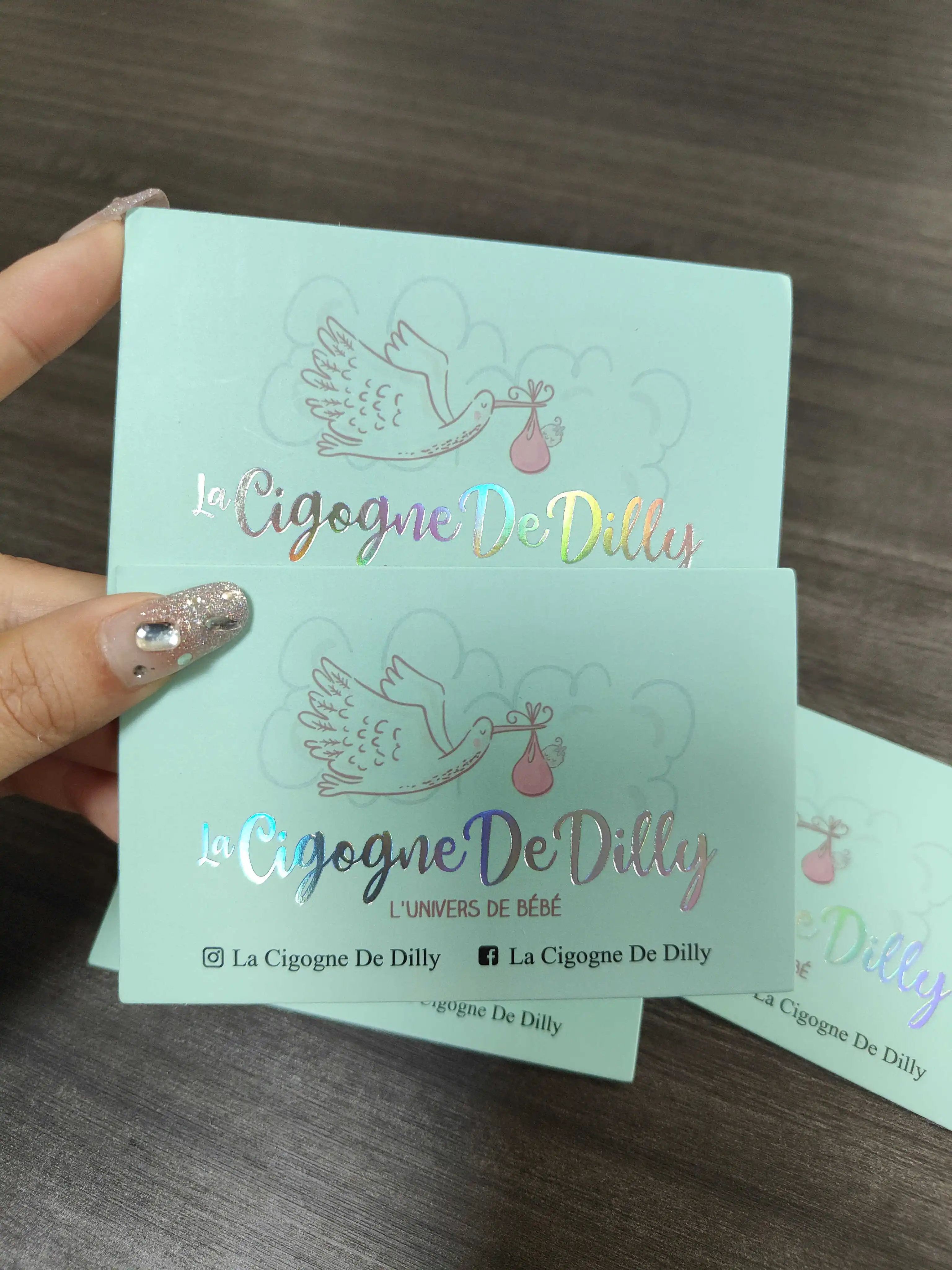 Custom deluxe high-end 7* 11cm 400g holographic double-sided printed card