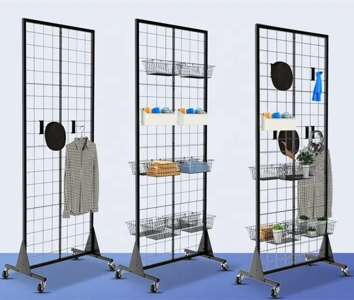 Custom Store Hanging Product Hat Jewelry Tool Phone Case Accessories Detachable Gridwall Panel Metal Mesh Display Rack Stand