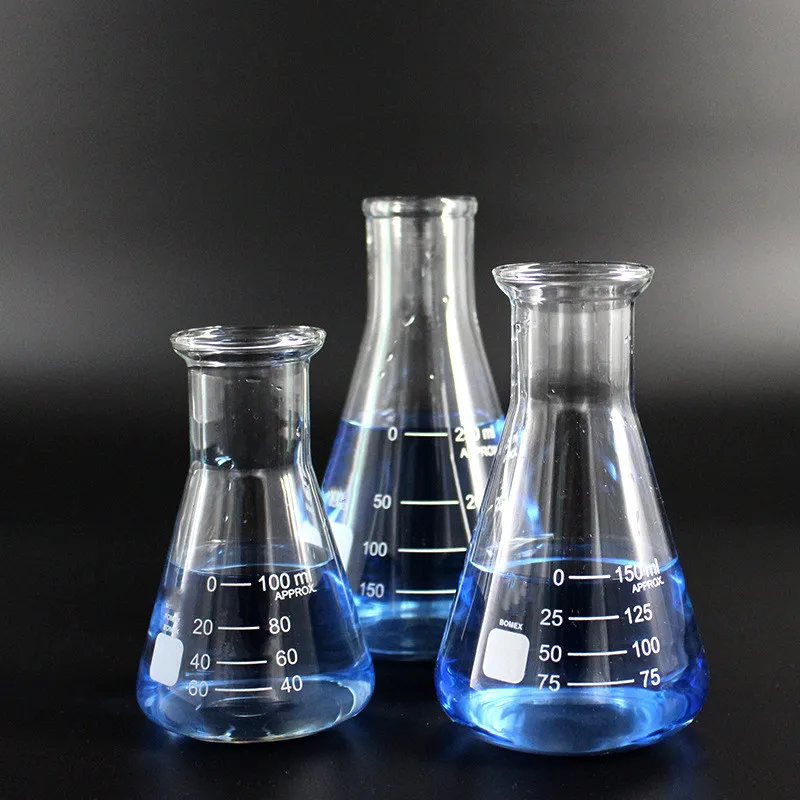 Custom High Quality Erlenmeyer Flask Borosilicate Glass White Gradient for Lab Home Classroom Use