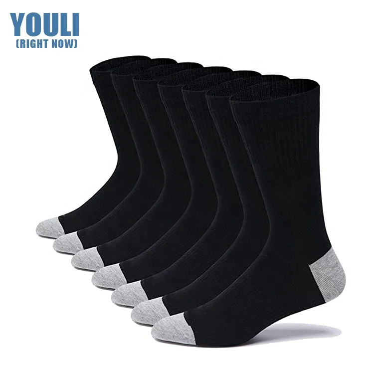 Cotton Athletic Mens Crew Socks White Black Socks Manufacturer Business Sports Socks Custom Logo Fashion Dress Knitted Crew High