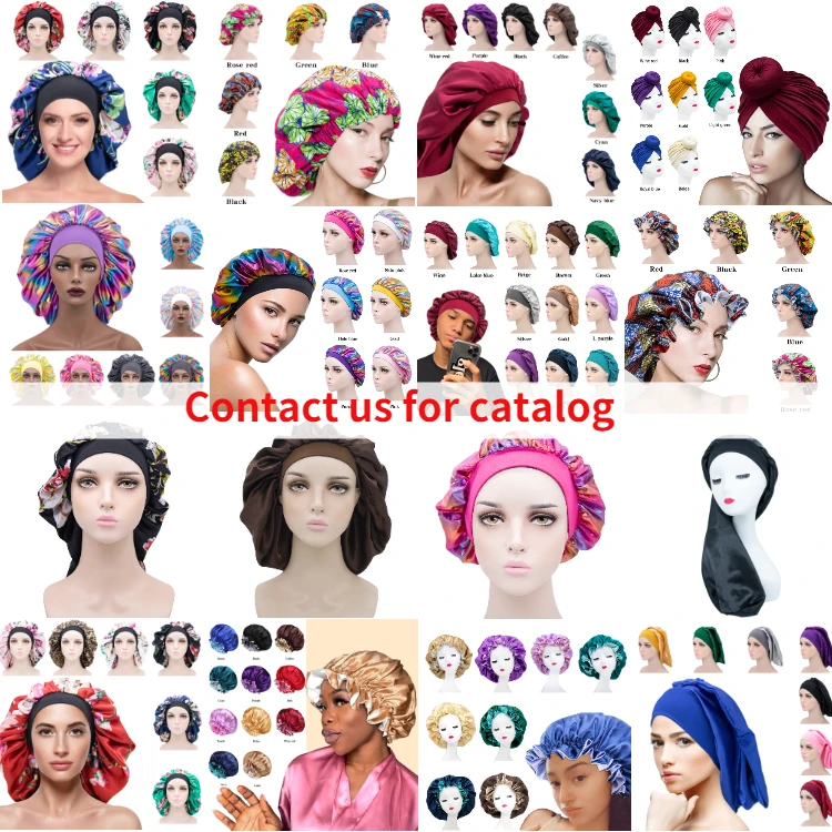 GIRLIZE Solid Color Extra Large Silk Satin Bonnet Elastic Sleep Cap Shower Cap Night Cap Beauty Hair Care Bonnet For Women