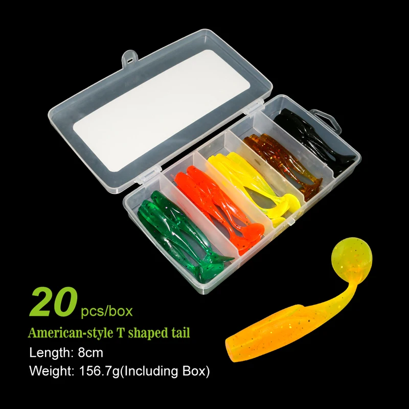 Sportpro Fishing Soft Lure Kit T shaped tail Senko Worm Japanese Soft Bait Soft Fishing Lures Kit
