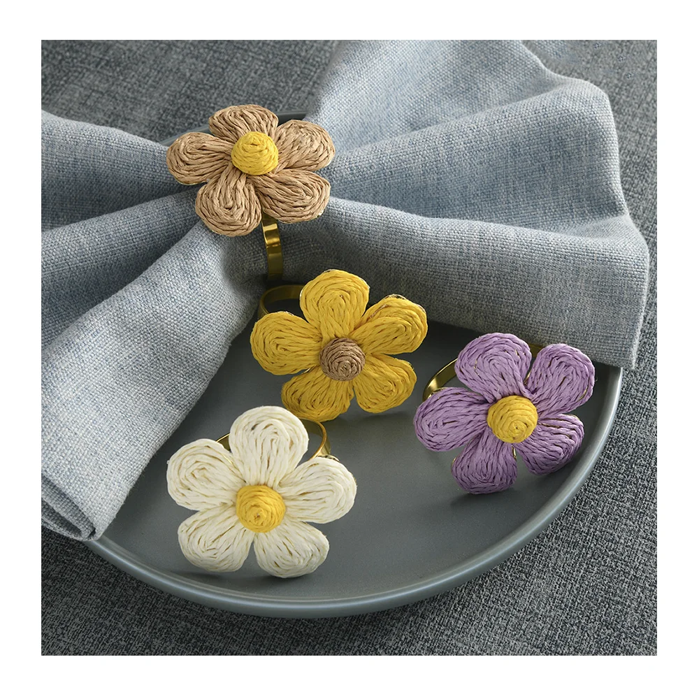 2023 New Arrival Handmade Natural Braided Flower Napkin Ring