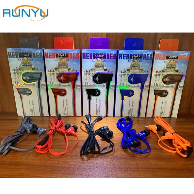 factory price 3.5mm earphones headphone headsets 1.2 M handsfree stereo in-ear wired earphone with mic